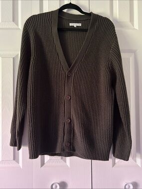 Brown Knit Button Up Cardigan